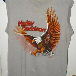 Vtg 1983 50/50 Bikers Only Harley Davidson Sleeveless Shirt