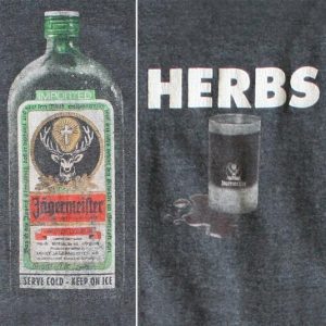 Vintage 90s Dark Gray Jagermeister Bottle Herbs T-Shirt