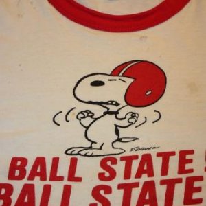 YM * wasted 70s SNOOPY Champion Blue Bar BALL STATE t shirt