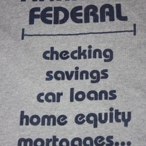 L * vtg 80s heather gray FINANCIAL FEDERAL t shirt