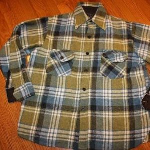 M * vtg 70s wool blend CPO plaid shirt jacket * MEDIUM * anc