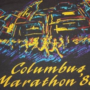 L * vtg 80s 1988 COLUMBUS MARATHON screen stars L/S t shirt