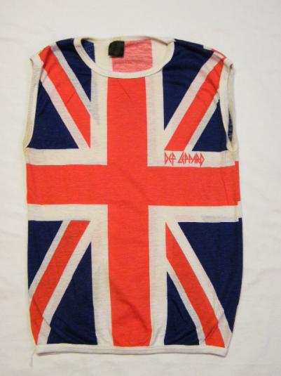 Vintage 80's Def Leppard Union Jack Sleeveless Rock T-Shirt