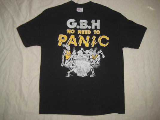 Original vintage 1987 GBH t-shirt, No Need To Panic