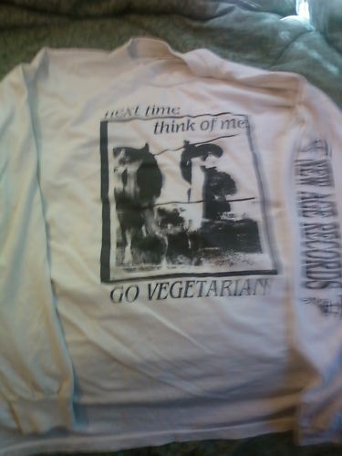 Vintage BIN CHEAP New Age Records Go Vegetarian shirt tee