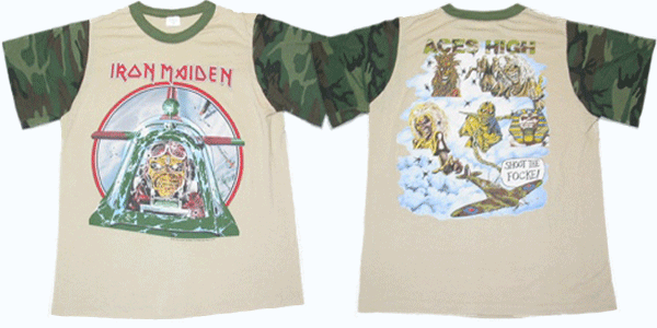 vintage iron maiden aces high t-shirt camouflage 1984 