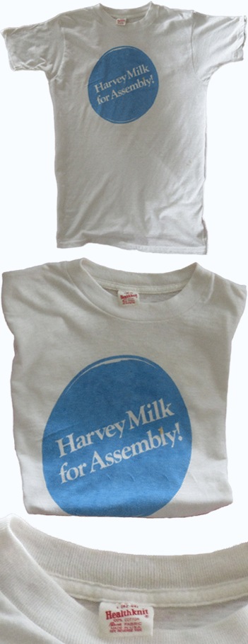 vintage 1970s harvey milk for assembly! t-shirt health knit tag