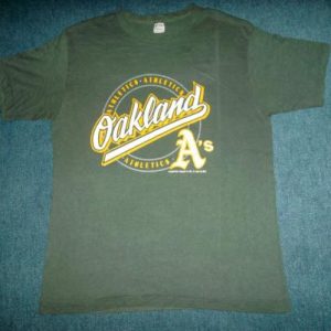 Vintage 1987 OAKLAND ATHLETICS Champion Blue Bar T-shirt