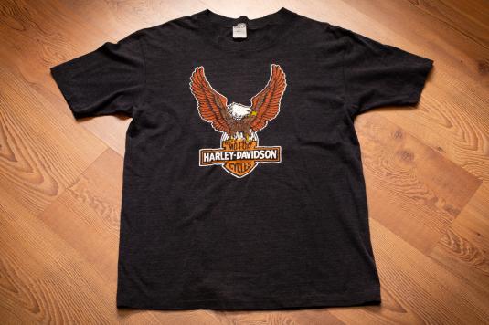 Harley-Davidson Eagle Logo T-Shirt M Mayo Spruce Vintage 80s | Defunkd