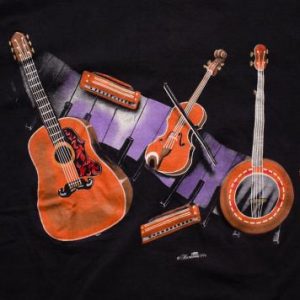 Vintage 90s Hazelwoods T-Shirt Acoustic Guitar Banjo Violin