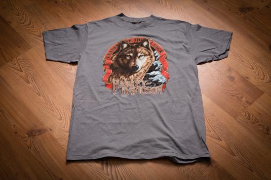 Vintage 90s 3D Emblem Harley-Davidson Leader of Pack Wolf T-Shirt | Defunkd