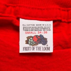 Fruit of the Loom Blank Pocket T-Shirt, S, Red, Vintage 80s