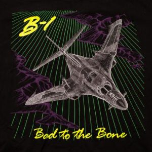 Vintage 90s B-1 Bomber Fighter Jet Airplane Neon T-Shirt