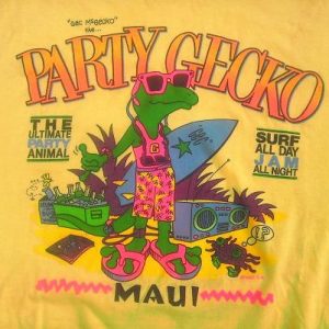 80s NEON MAUI Party Gecko Hawaii Vintage T-shirt 1987