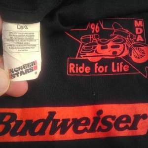 Vintage 1996 MDA Ride for Life motorcycle t-shirt budweiser