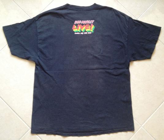 Vintage Bob Marley Live London 1975 t-shirt ZION Black XL | Defunkd