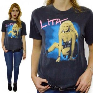 Vintage 80s Lita Ford Kiss Me Deadly T Shirt Sz L