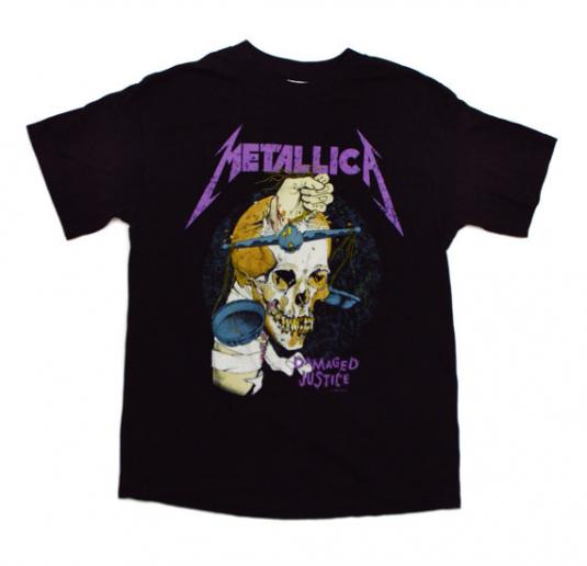Vintage 80’s Metallica Damaged Tour Pushead T Shirt Sz L | Defunkd