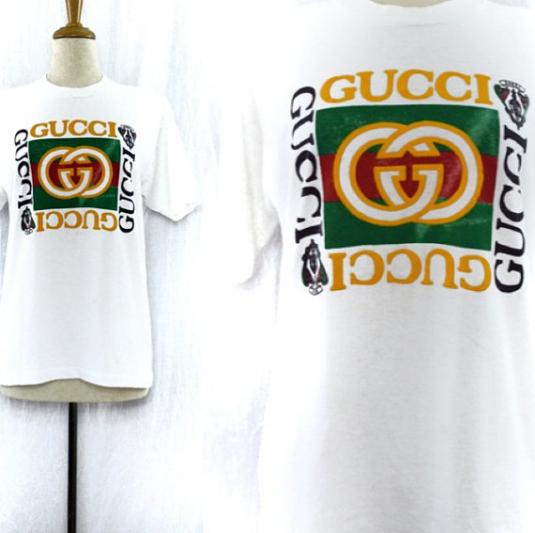 Gucci Vintage Embroidery Logo Bootleg T-Shirt