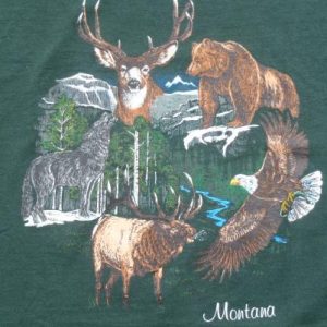 Vintage 1990s Green Montana Wildlife T-Shirt L Best