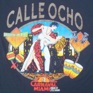 Vintage 1980s Calle Ocho Miami Florida Black T-Shirt L