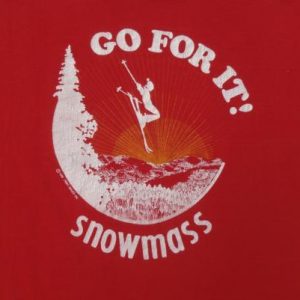 Vintage 1980s Go For It SnowMass Aspen Skiing T-Shirt L/XL