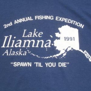 Vintage 1990s Lake Iliamna Alaska Navy Blue T-Shirt L