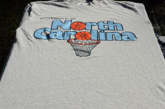 Vintage 1980s UNC Basketball Gray Rayon Blend T Shirt | Defunkd