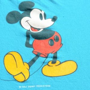 Vintage 1980s Mickey Mouse Aqua Blue Cotton T-Shirt M