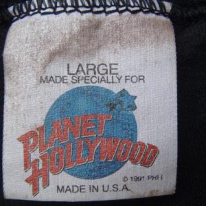 Vintage 1991 Planet Hollywood Orlando Black Cotton T-Shirt L