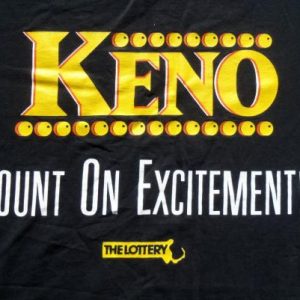 Vintage 1990s Keno MA Lottery Black Cotton T-Shirt XL