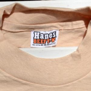 Vintage 1980s Honda Custom Motorcycle Beige Cotton T Shirt M