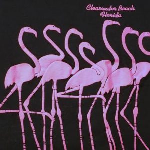 Vintage 1980s Black Puffy Flamingos Clearwater Beach T-Shirt