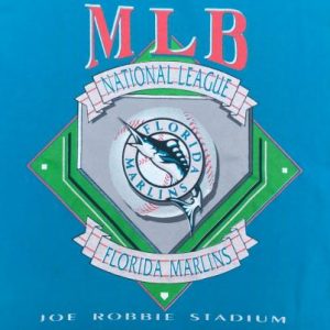 Vintage 1990s Florida Marlins MLB Baseball Blue T-Shirt M