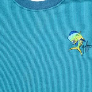 Vintage 1990s Guy Harvey Blue Striped T-Shirt L