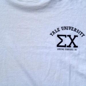 Vintage 1990 Yale Sigma Chi Formal White T-Shirt XL