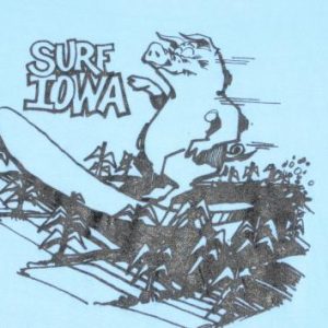 Vintage 1980s Surf Iowa Pig Light Blue T-Shirt XL