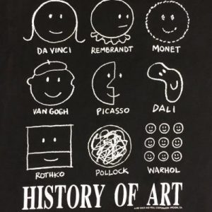 Vintage 1990s History of Art Black Cotton Novelty T-Shirt L