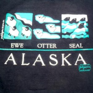 Vintage 1980s Black Alaska Souvenir Cotton T Shirt M/L