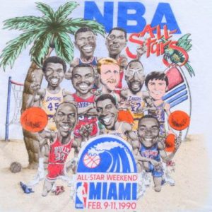 Vintage 1990 Heather Gray NBA All Star Weekend Miami T Shirt