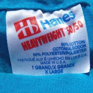 Vintage 1990s Heres Whats Hot Bear Aqua Blue T-Shirt XL