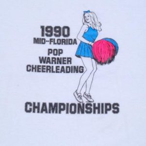 Vintage 1990s White Pop Warner Cheerleading Champs T-Shirt L