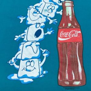 Vintage 1990s Aqua Blue Cotton Coca-Cola T-Shirt L