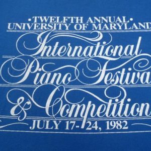 Vintage 1980s Blue University Maryland Piano Festival T-Shirt