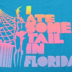 Vintage 1980s Inappropriate Florida Tourist Aqua T-Shirt XL