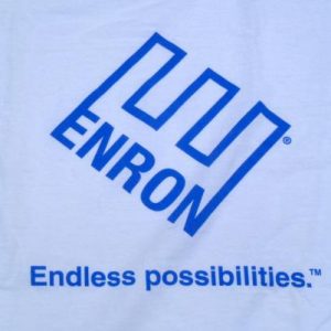 Vintage 1990s Enron Utility Corporate Logo White Cotton T-Shirt XL