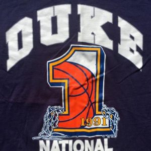 Vintage 1991 Duke University NCAA Basketball Blue T-Shirt L