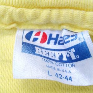 Vintage 1987 Ron Jon Surf Yellow Cotton Pocket T-Shirt L