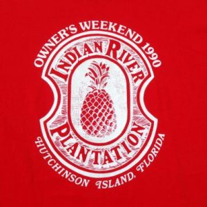 Vintage 1980s Indian River Florida Plantation Red T-Shirt L