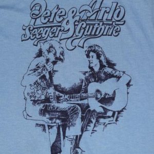Vintage 1970s Arlo Guthrie & Pete Seeger Blue T-Shirt